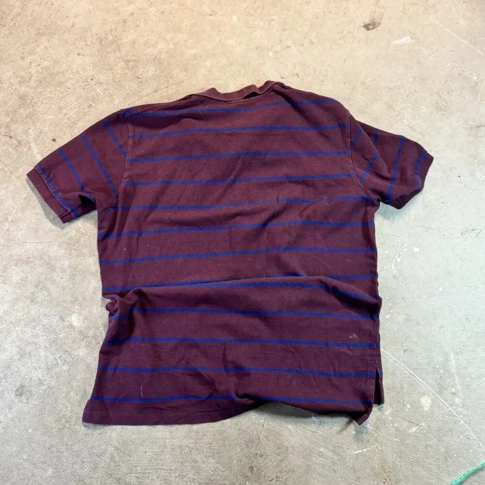 Polo Ralph Lauren Burgundy Navy Blue Stripped Polo Shirt Sz XL